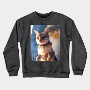 Golden armor knight cat: Cleo Crewneck Sweatshirt